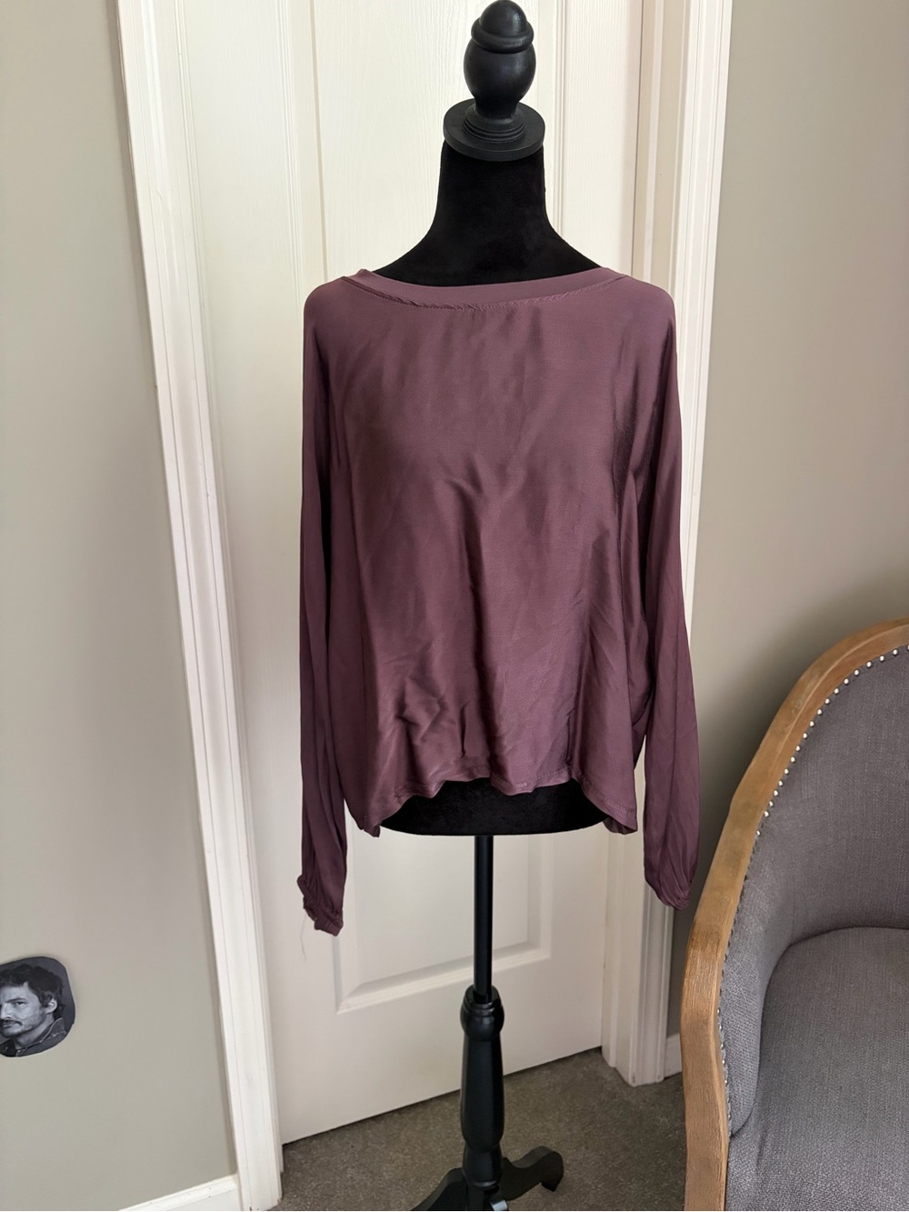 Womens Long-Sleeve Boatneck Top in Mauve